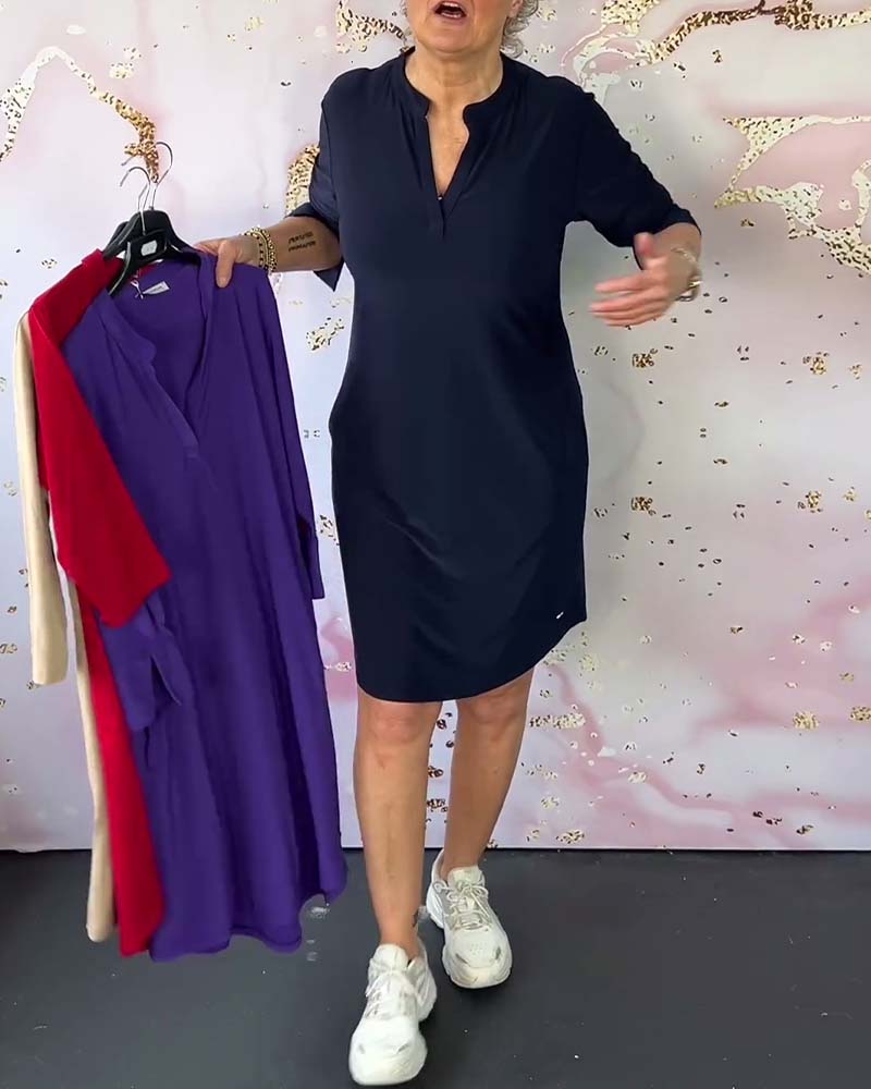 Orlane – Elegante Jurk met V-hals en Vloeiende Snit